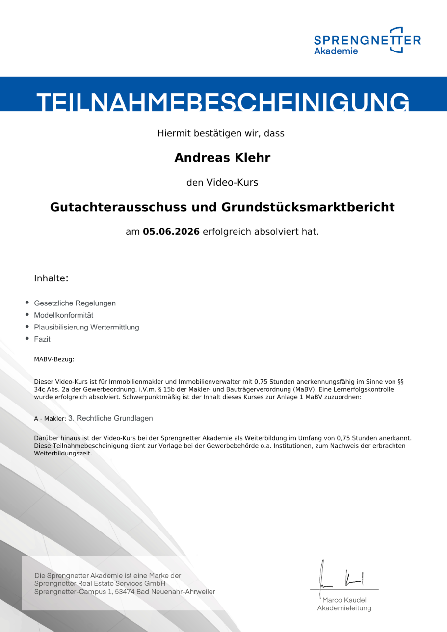 Spengnetter Akademie Gutachterausschuss Grundstücksmarktbericht Spengnetter Akademie Gutachterausschuss Grundstücksmarktbericht